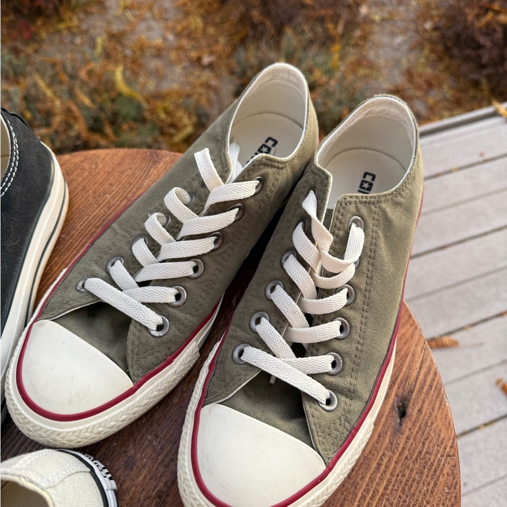 Converse Chuck Taylor Low Top Sneakers in Black, Cream, and Olive - Picture 3 of 6